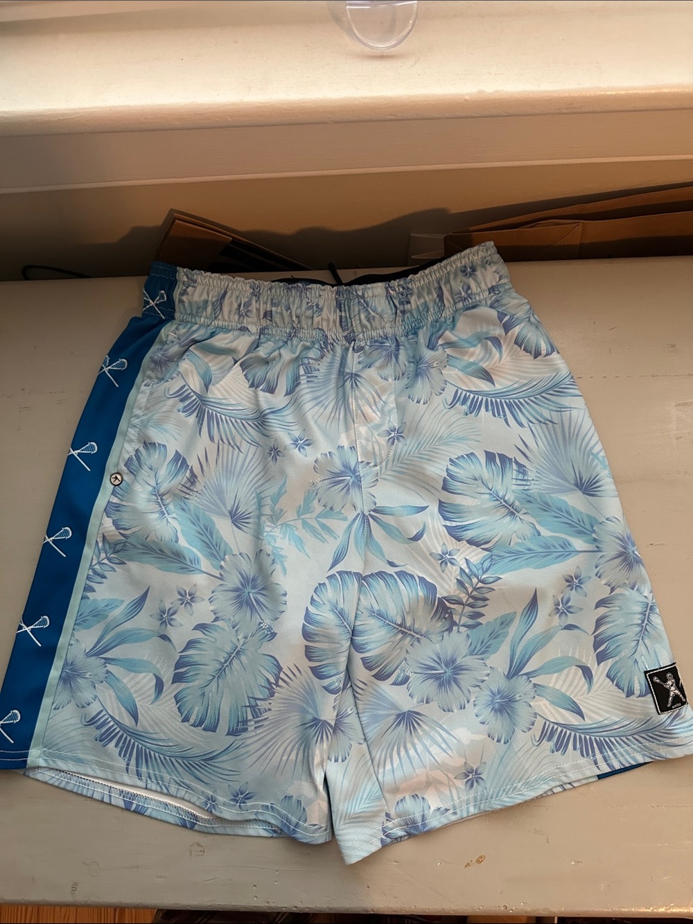 Lacrosse Unlimited Light Blue Tropical Print Shorts